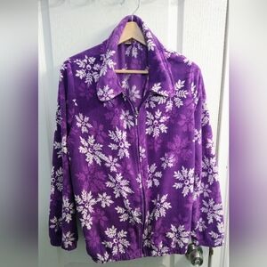 White Stag Purple and White Leaf Print Women's Jacket